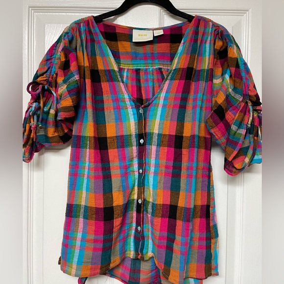 Maeve Tops - Maeve by Anthropologie Amelia button down Plaid Short Sleeve Size XS